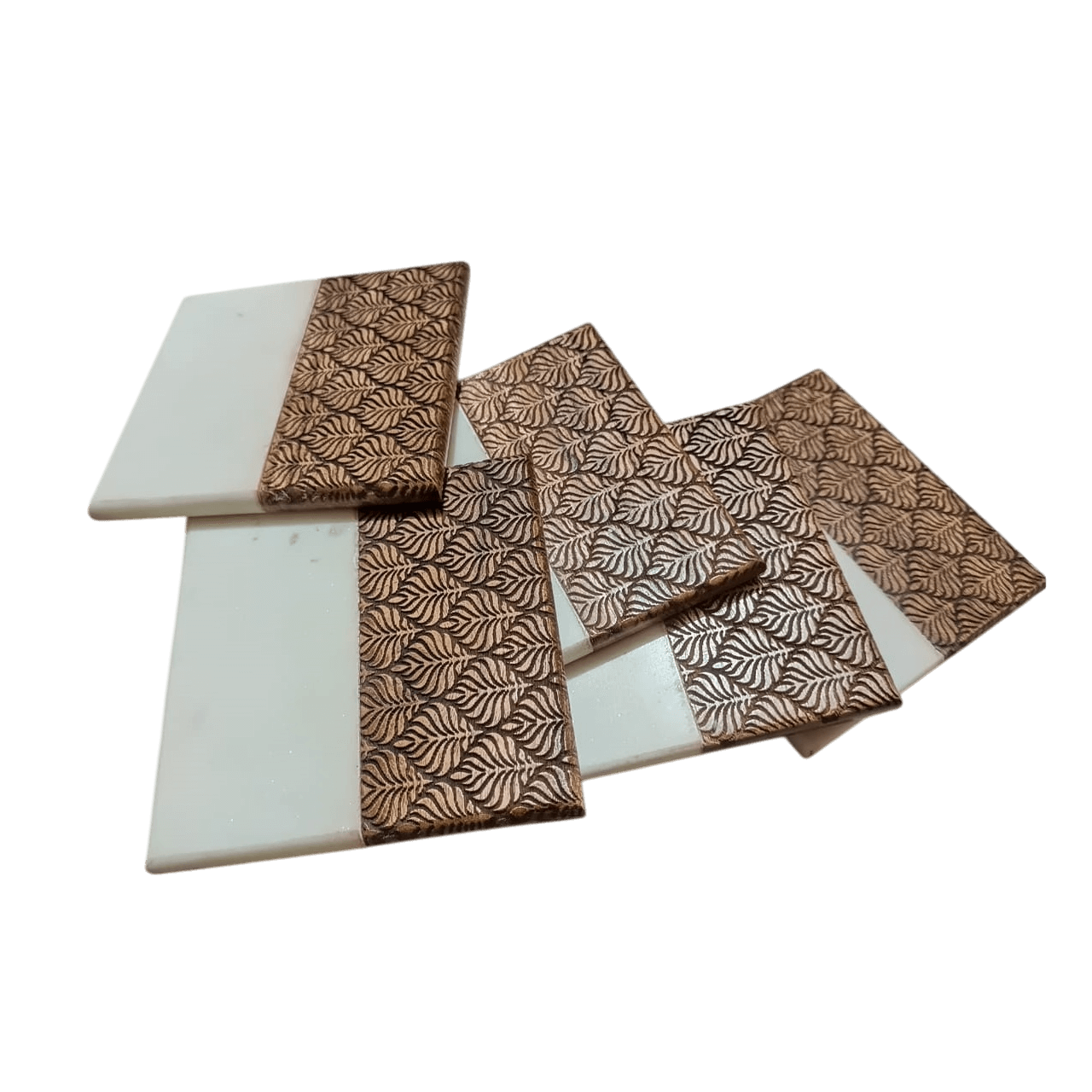 MARBLE & WOOD COASTER SQUARE SHAPE (POLISH)